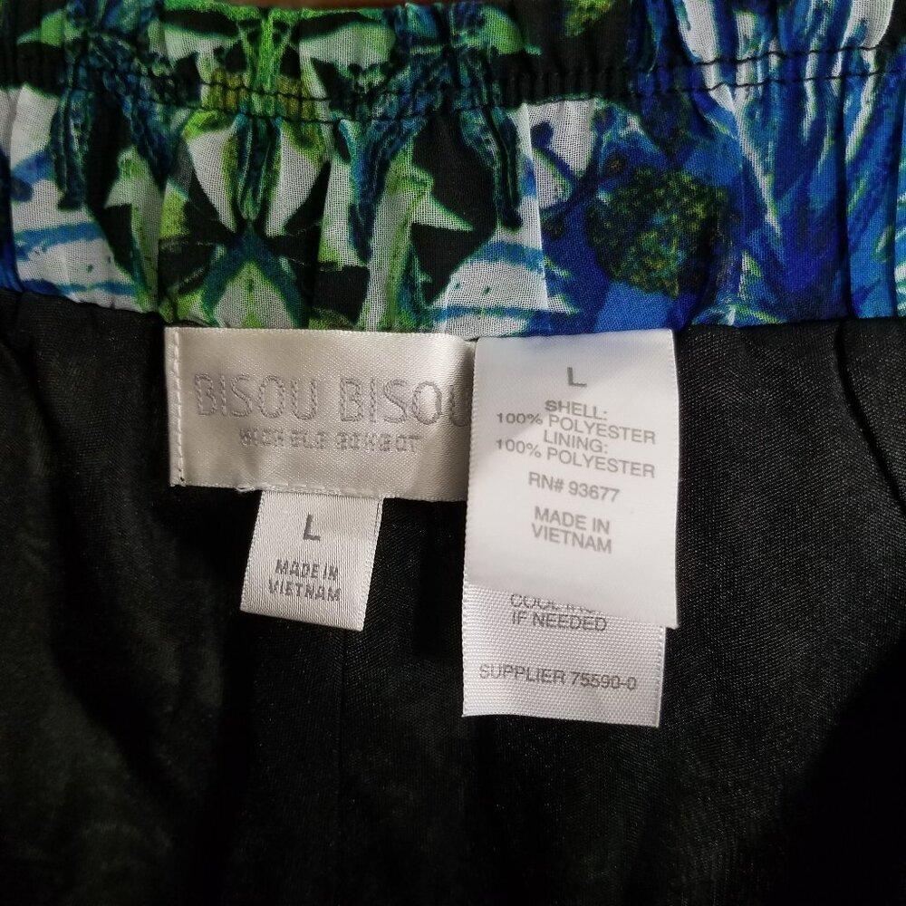 NWT Bisou Bisou Ethnic Tropical Pull-On Wide Leg Pants Size L - Picture 5 of 6